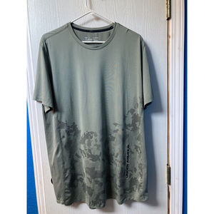 Under Armour Heat Gear Men's Green Camo Camouflage Fitted T Shirt Sz L